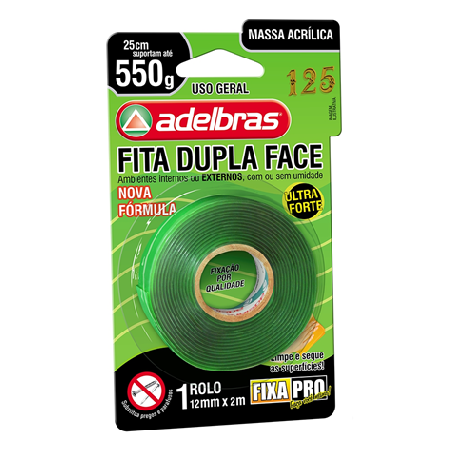 Foto do produto FITA DUPLA FACE 12MMX2M FIXA PRO ADELBRAS