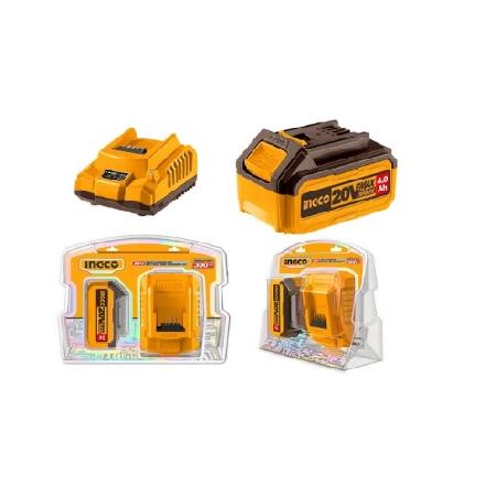 Foto do produto INGCO KIT CARREGADOR E BATERIA  ION-LITIO 4,0AH 20V P20S